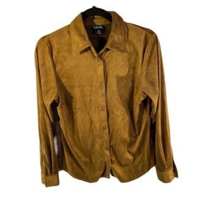 Rafaella Tan Suede Button-Up Shirt